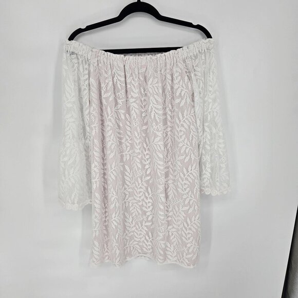 Lilly Pulitzer Medium white lacy off shoulder bell sleeve tunic mini dress boho - Picture 10 of 10